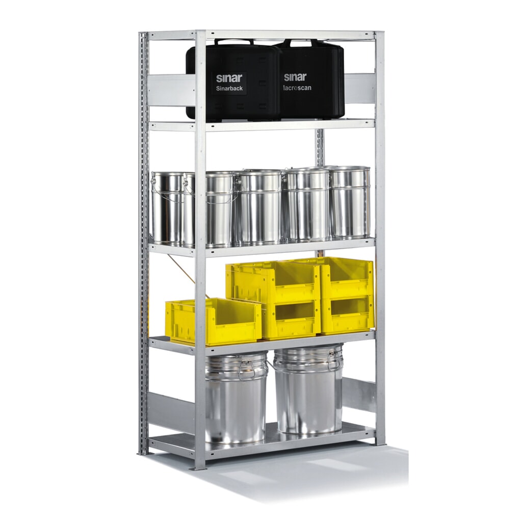 Legbordstelling META, verzinkt, vaklast 230 kg, hxbxd 3.000 x 1.056 x 636 mm Product afbeelding: Legbordstelling META, verzinkt, vaklast 230 kg, hxbxd 3.000 x 1.056 x 636 mm