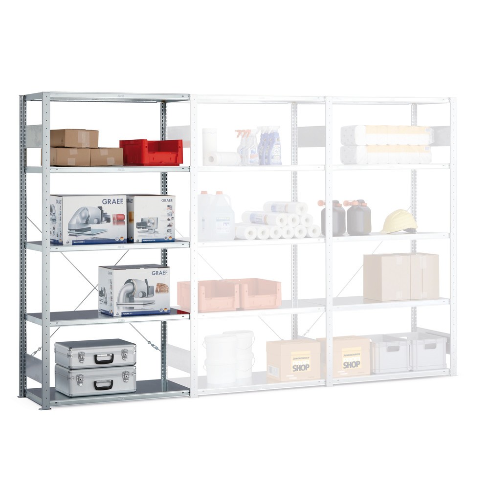 Product afbeelding: Legbordstelling META, met inhaaksysteem, AV, vaklast 100 kg, lichtgrijs, hxbxd 2.000 x 1.000 x 300 mm