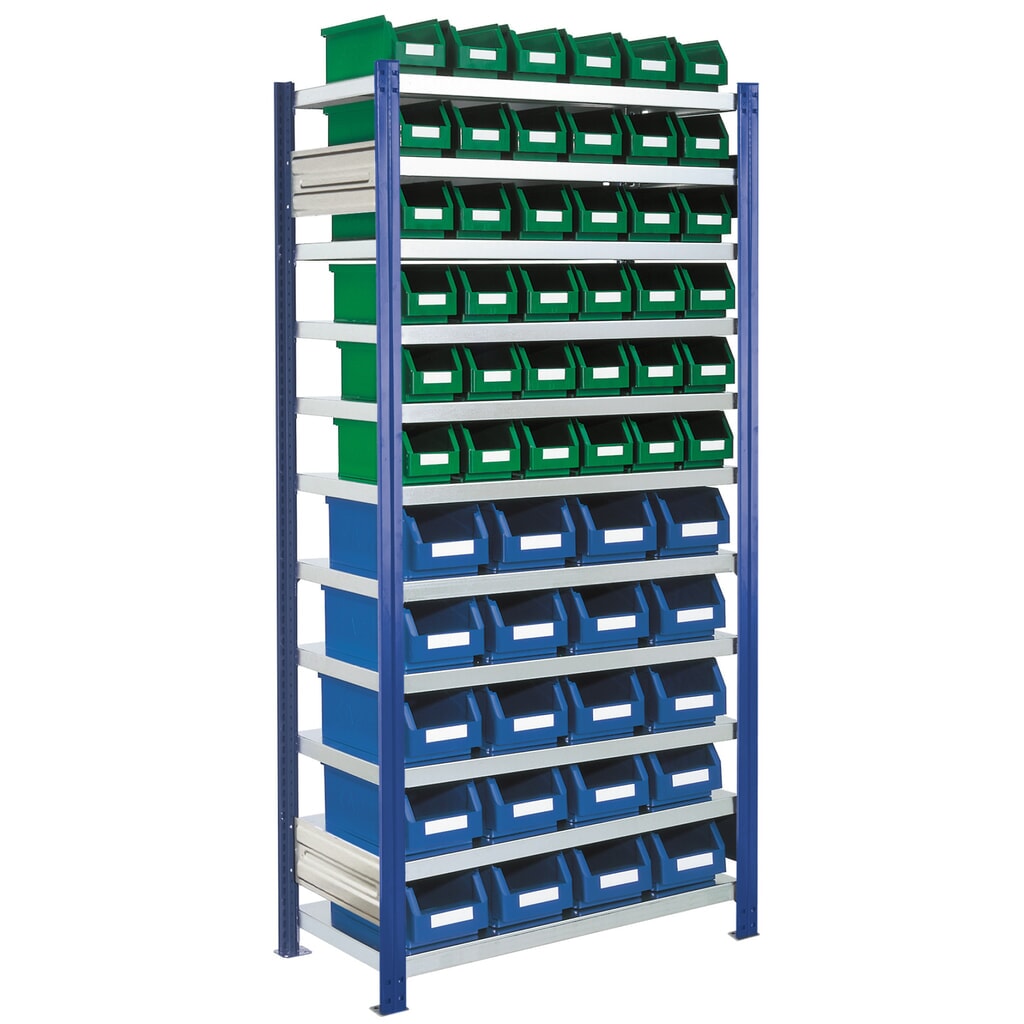Legbordstelling Kappes RasterPlan, gentiaanblauw, met magazijnbakken, vaklast 100 kg, hxbxd 2.000 x 1.060 x 435 mm Product afbeelding: Legbordstelling Kappes RasterPlan, gentiaanblauw, met magazijnbakken, vaklast 100 kg, hxbxd 2.000 x 1.060 x 435 mm