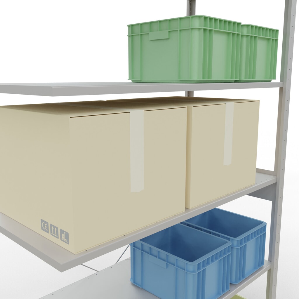 Legbordstelling SCHULTE, AE, VL 150 kg, lichtgrijs, hxbxd 2.500 x 1.300 x 600 mm Productafbeelding nr. 4: Legbordstelling SCHULTE, AE, VL 150 kg, lichtgrijs, hxbxd 2.500 x 1.300 x 600 mm