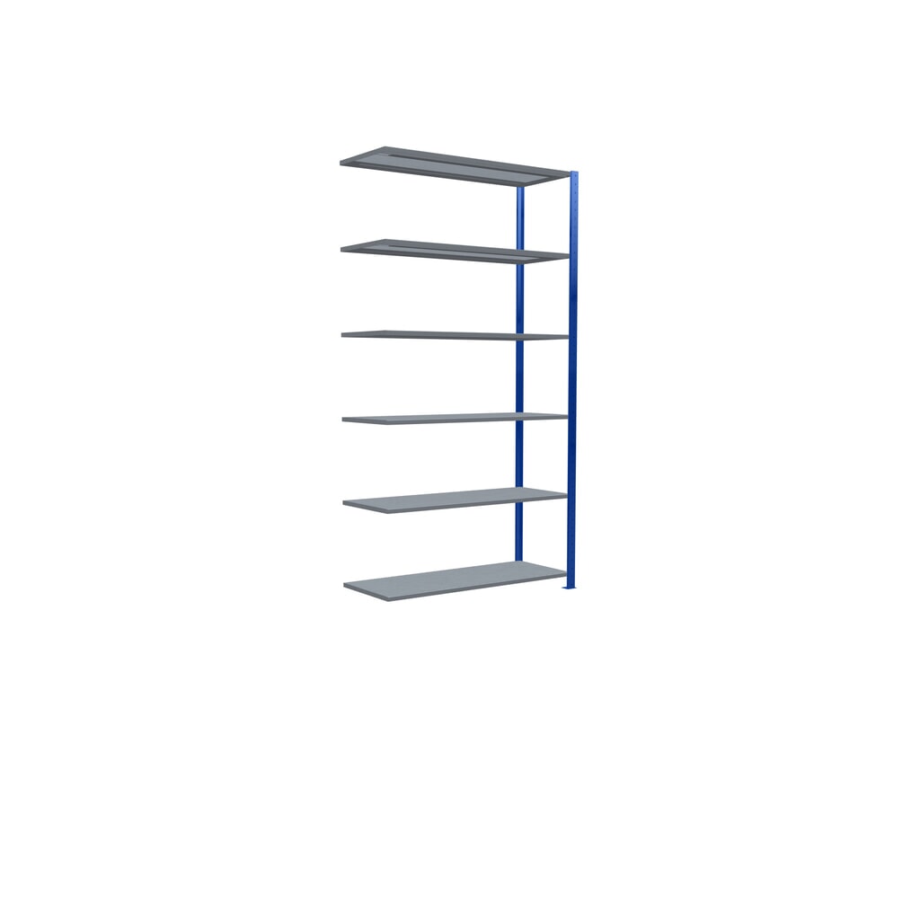 Legbordstelling SCHULTE inhaaksysteem, aanbouwelement, schapbelasting 150 kg, gentiaanblauw/verzinkt, h x b x d 2.500 x 1.300 x 500 mm Productafbeelding nr. 2: Legbordstelling SCHULTE inhaaksysteem, aanbouwelement, schapbelasting 150 kg, gentiaanblauw/verzinkt, h x b x d 2.500 x 1.300 x 500 mm