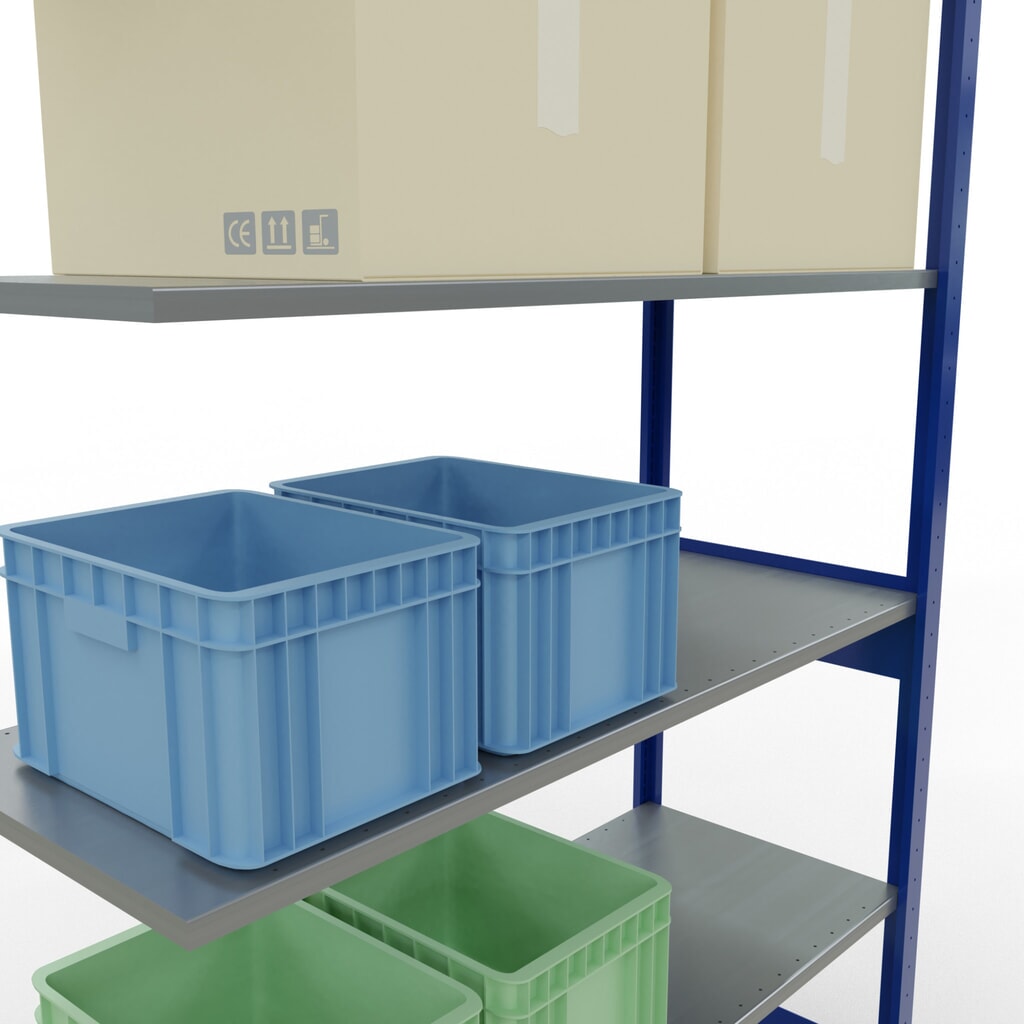 Legbordstelling SCHULTE inhaaksysteem, aanbouwelement, schapbelasting 150 kg, gentiaanblauw/verzinkt, h x b x d 2.500 x 1.300 x 500 mm Productafbeelding nr. 4: Legbordstelling SCHULTE inhaaksysteem, aanbouwelement, schapbelasting 150 kg, gentiaanblauw/verzinkt, h x b x d 2.500 x 1.300 x 500 mm