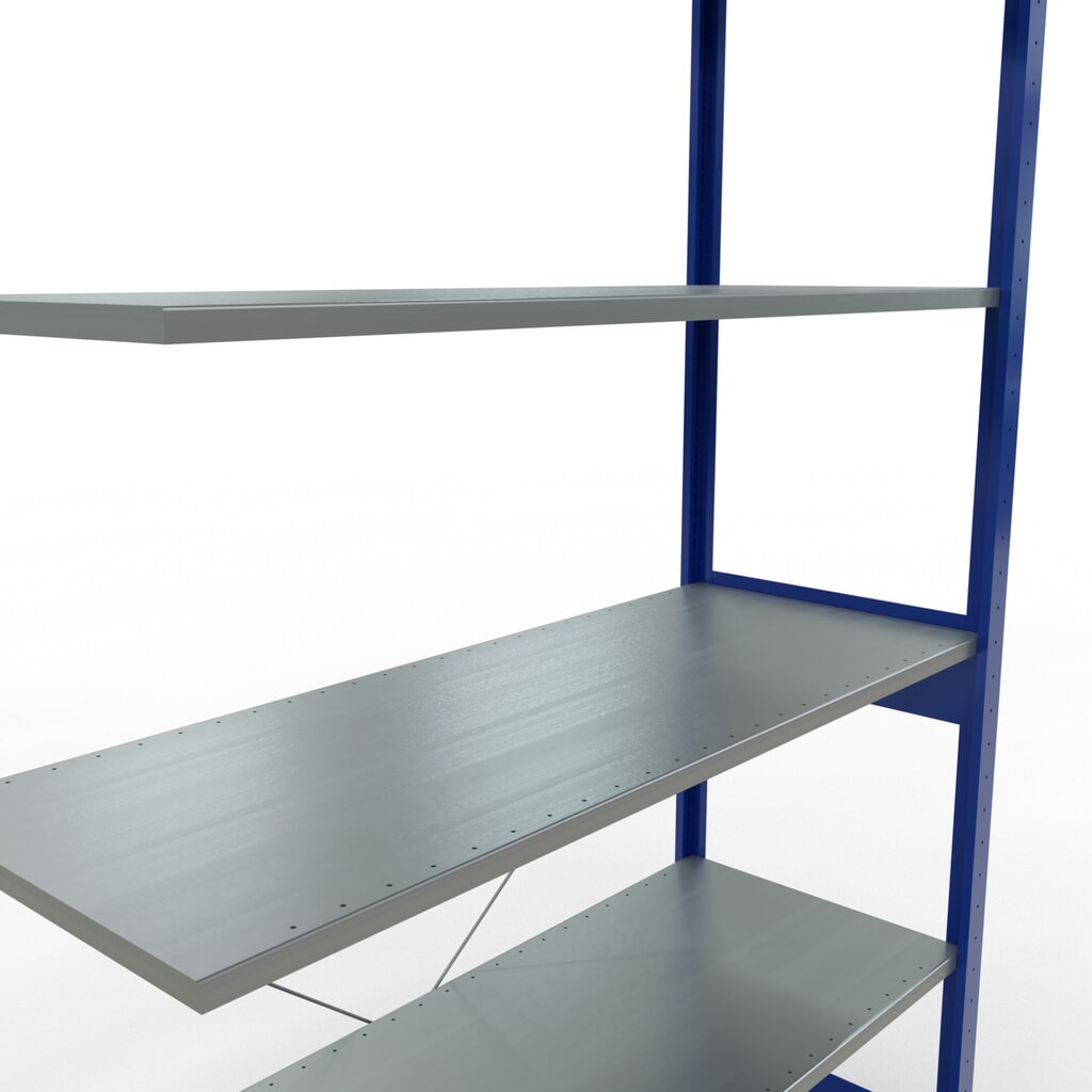 Legbordstelling SCHULTE inhaaksysteem, aanbouwelement, schapbelasting 150 kg, gentiaanblauw/verzinkt, h x b x d 2.500 x 1.300 x 500 mm Productafbeelding nr. 5: Legbordstelling SCHULTE inhaaksysteem, aanbouwelement, schapbelasting 150 kg, gentiaanblauw/verzinkt, h x b x d 2.500 x 1.300 x 500 mm