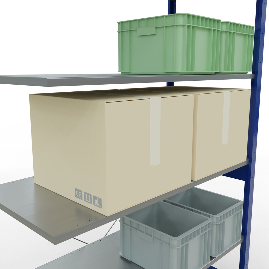 Legbordstelling SCHULTE, AV, gentiaanblauw/verzinkt, VL 150 kg, hxbxd 2.500 x 1.300 x 600 mm Productafbeelding nr. 4: Legbordstelling SCHULTE, AV, gentiaanblauw/verzinkt, VL 150 kg, hxbxd 2.500 x 1.300 x 600 mm