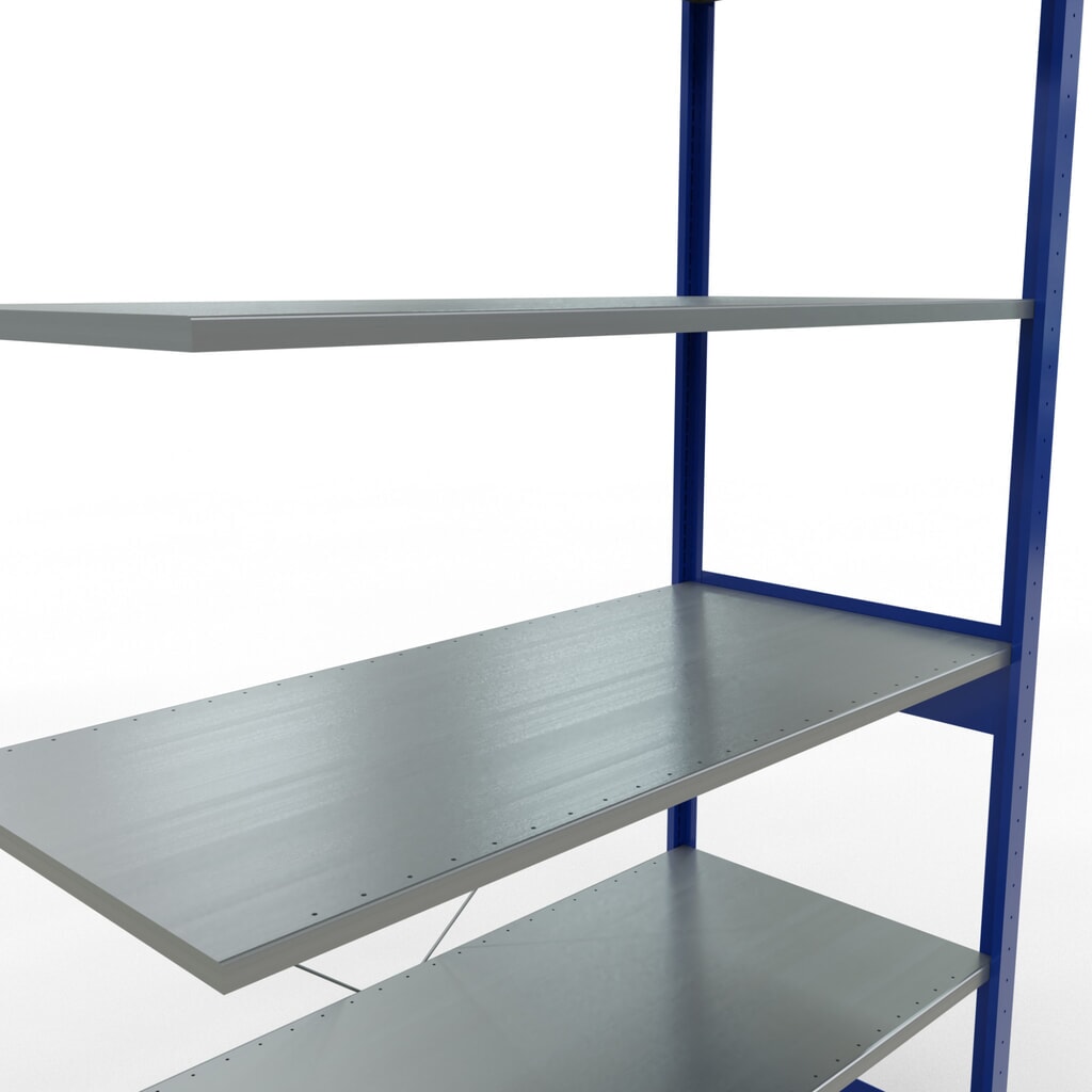 Legbordstelling SCHULTE, AV, gentiaanblauw/verzinkt, VL 150 kg, hxbxd 2.500 x 1.300 x 600 mm Productafbeelding nr. 5: Legbordstelling SCHULTE, AV, gentiaanblauw/verzinkt, VL 150 kg, hxbxd 2.500 x 1.300 x 600 mm