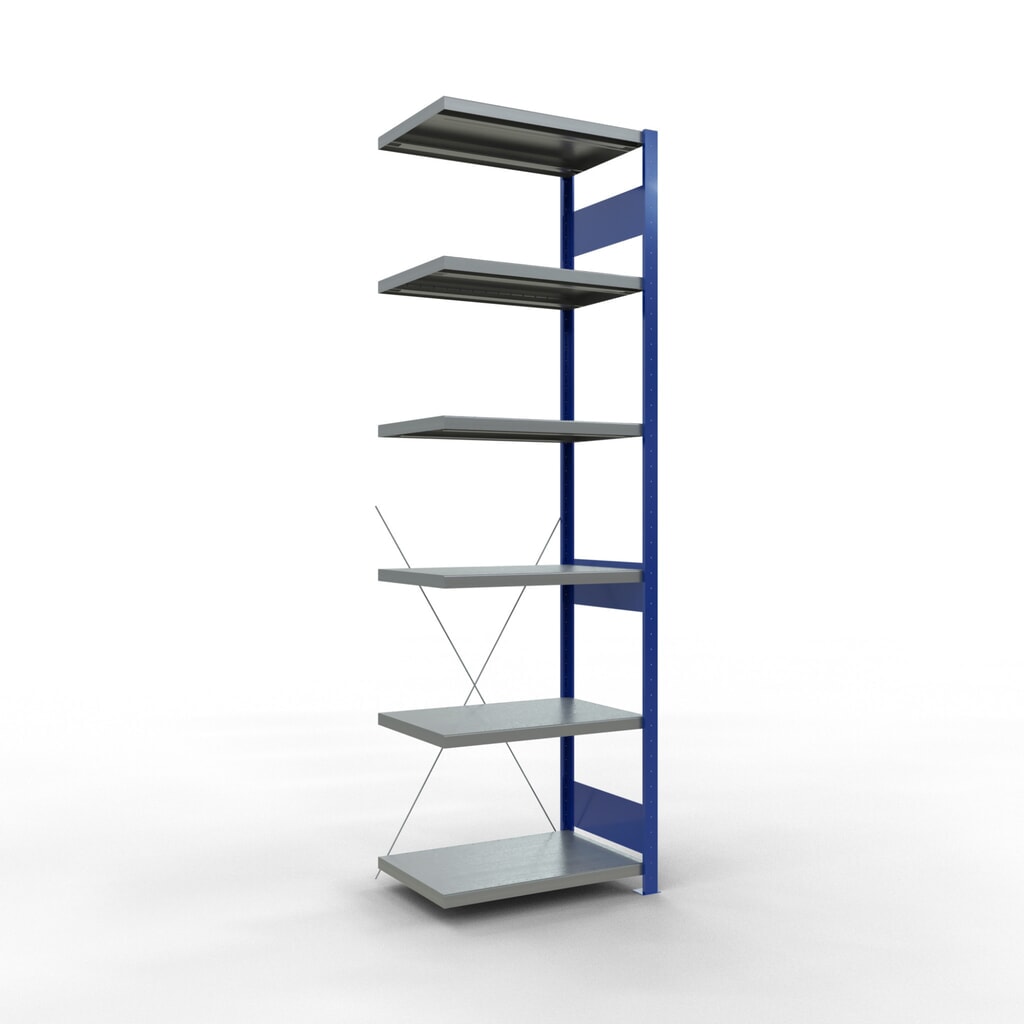 Legbordstelling SCHULTE, AV, gentiaanblauw/verzinkt, VL 250 kg, hxbxd 2.500 x 750 x 500 mm Product afbeelding: Legbordstelling SCHULTE, AV, gentiaanblauw/verzinkt, VL 250 kg, hxbxd 2.500 x 750 x 500 mm