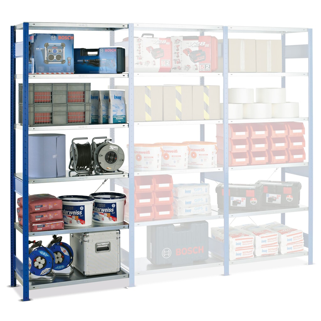 Product afbeelding: Legbordstelling SCHULTE, AV, gentiaanblauw/verzinkt, VL 250 kg, hxbxd 2.000 x 750 x 500 mm