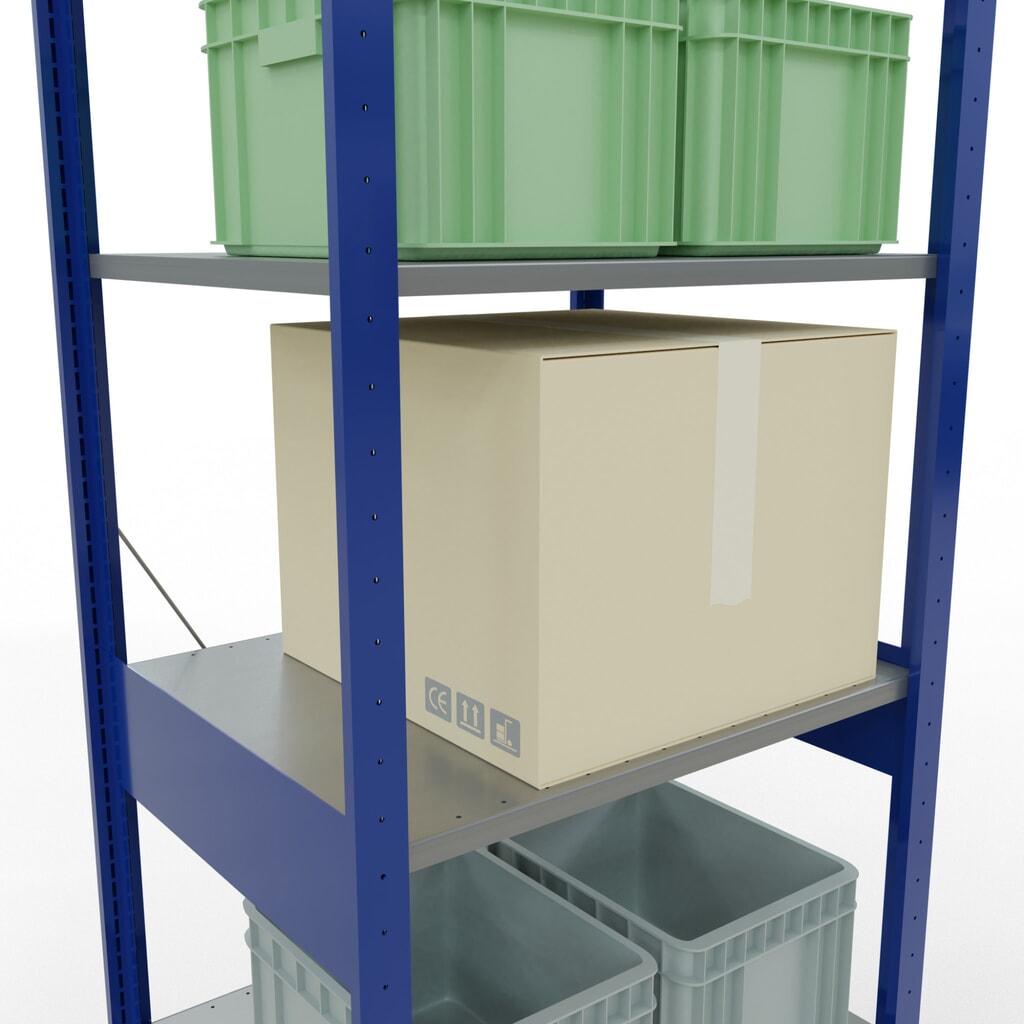 Legbordstelling SCHULTE, gentiaanblauw / verzinkt, vaklast 150 kg, hxbxd 2.500 x 810 x 636 mm Productafbeelding nr. 4: Legbordstelling SCHULTE, gentiaanblauw / verzinkt, vaklast 150 kg, hxbxd 2.500 x 810 x 636 mm