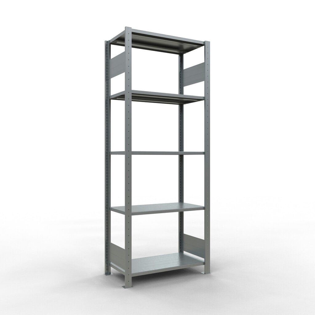 Product afbeelding: Legbordstelling SCHULTE, verzinkt, met 5 legborden van plaatstaal, vaklast 150 kg, hxbxd 2.000 x 810 x 436 mm