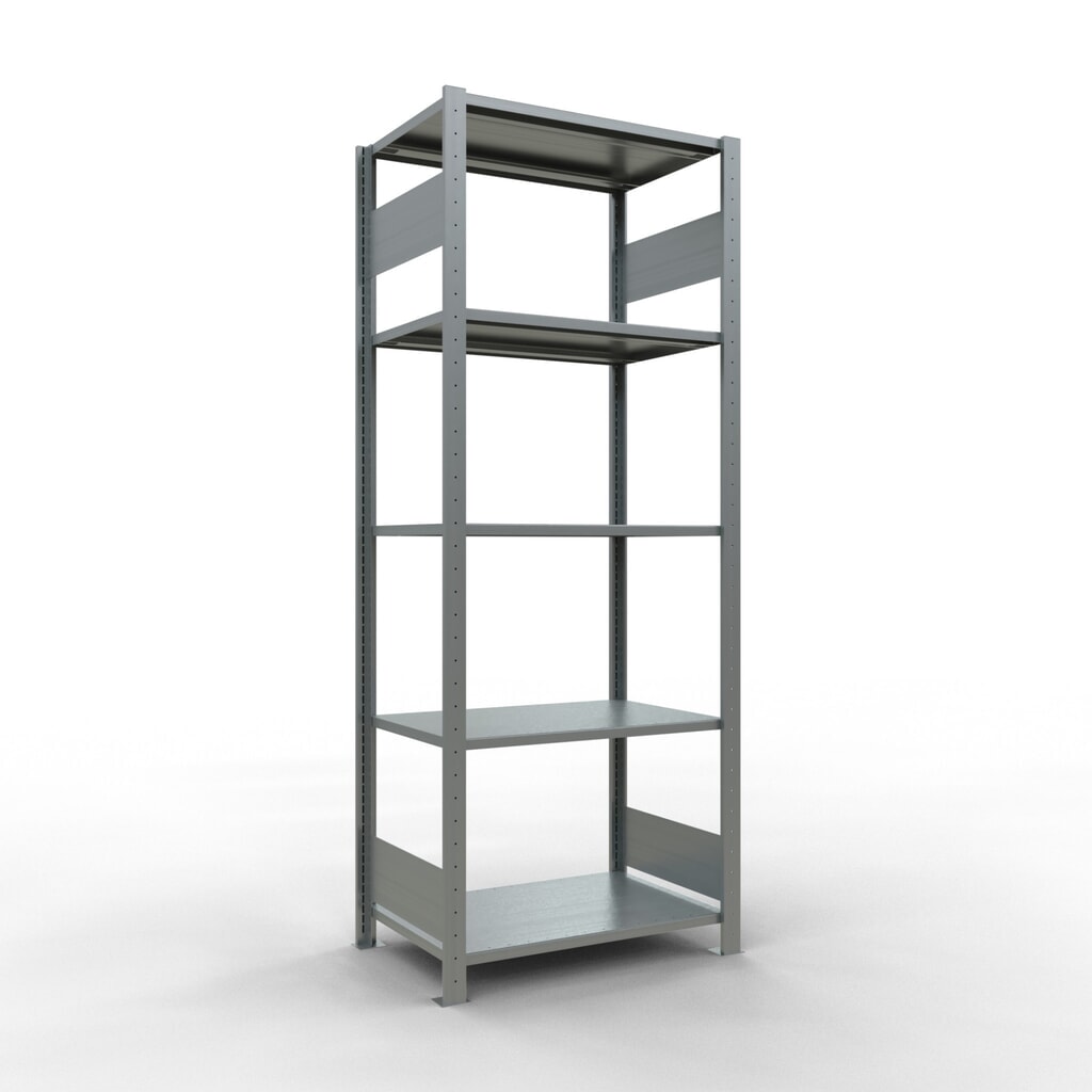 Product afbeelding: Legbordstelling SCHULTE, verzinkt, met 5 legborden van plaatstaal, vaklast 150 kg, hxbxd 2.000 x 810 x 536 mm