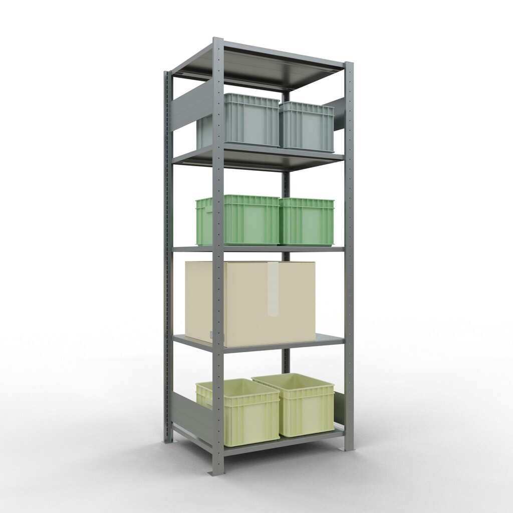Legbordstelling SCHULTE, verzinkt, met 5 legborden van plaatstaal, vaklast 150 kg, hxbxd 2.000 x 810 x 636 mm Productafbeelding nr. 2: Legbordstelling SCHULTE, verzinkt, met 5 legborden van plaatstaal, vaklast 150 kg, hxbxd 2.000 x 810 x 636 mm