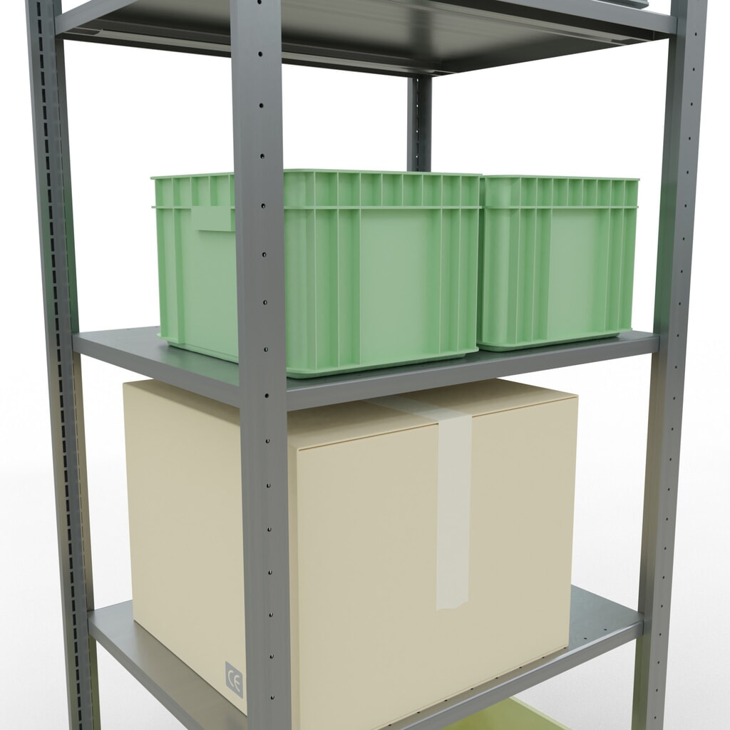 Legbordstelling SCHULTE, verzinkt, met 5 legborden van plaatstaal, vaklast 150 kg, hxbxd 2.000 x 810 x 636 mm Productafbeelding nr. 3: Legbordstelling SCHULTE, verzinkt, met 5 legborden van plaatstaal, vaklast 150 kg, hxbxd 2.000 x 810 x 636 mm