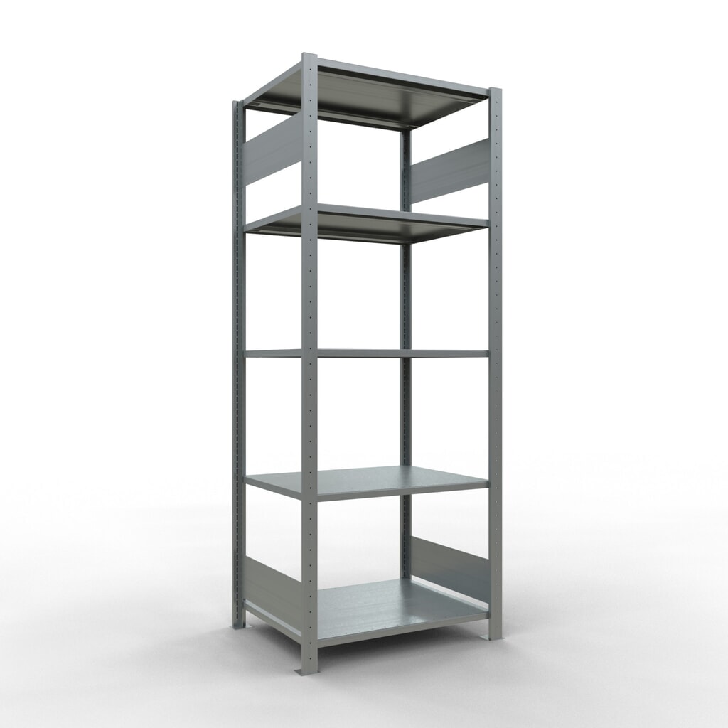 Product afbeelding: Legbordstelling SCHULTE, verzinkt, met 5 legborden van plaatstaal, vaklast 150 kg, hxbxd 2.000 x 810 x 636 mm