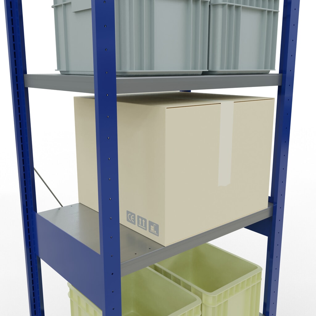 Legbordstelling SCHULTE, gentiaanblauw / verzinkt, vaklast 250 kg, hxbxd 2.500 x 810 x 536 mm Productafbeelding nr. 4: Legbordstelling SCHULTE, gentiaanblauw / verzinkt, vaklast 250 kg, hxbxd 2.500 x 810 x 536 mm