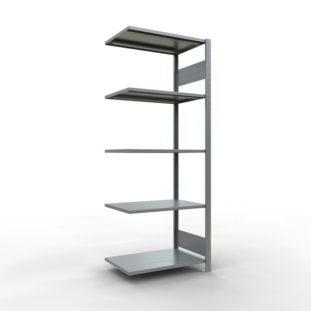 Legbordstelling SCHULTE met inhaaksysteem, AV, VL 150 kg, verzinkt, hxbxd 2.000 x 750 x 500 mm Product afbeelding: Legbordstelling SCHULTE met inhaaksysteem, AV, VL 150 kg, verzinkt, hxbxd 2.000 x 750 x 500 mm
