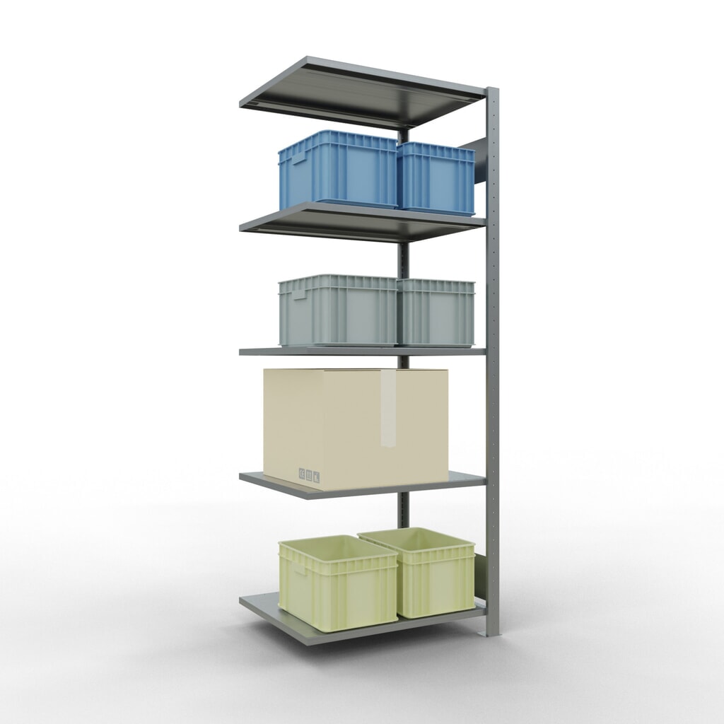 Legbordstelling SCHULTE met inhaaksysteem, AV, VL 150 kg, verzinkt, hxbxd 2.000 x 750 x 600 mm Productafbeelding nr. 2: Legbordstelling SCHULTE met inhaaksysteem, AV, VL 150 kg, verzinkt, hxbxd 2.000 x 750 x 600 mm