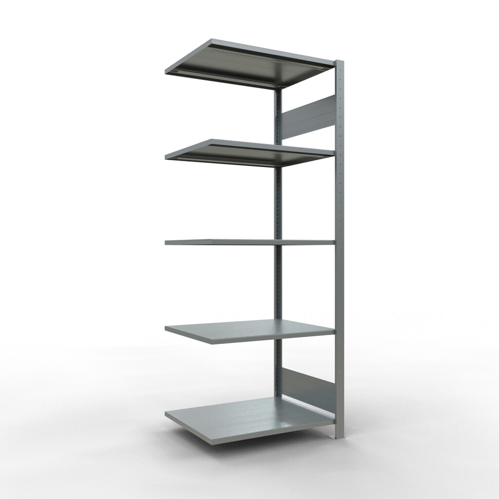 Legbordstelling SCHULTE met inhaaksysteem, AV, VL 150 kg, verzinkt, hxbxd 2.000 x 750 x 600 mm Product afbeelding: Legbordstelling SCHULTE met inhaaksysteem, AV, VL 150 kg, verzinkt, hxbxd 2.000 x 750 x 600 mm
