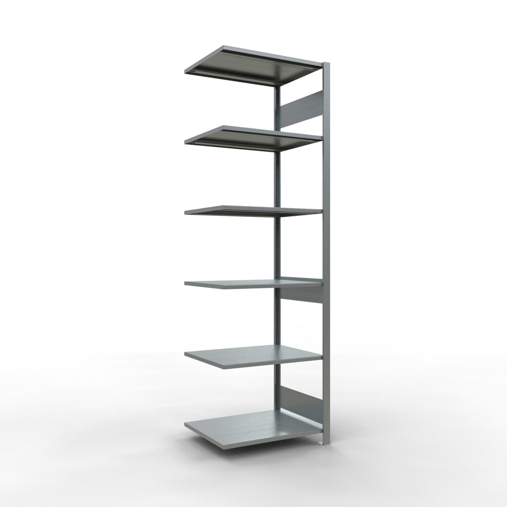 Legbordstelling SCHULTE met inhaaksysteem, AV, VL 150 kg, verzinkt, hxbxd 2.500 x 750 x 600 mm Product afbeelding: Legbordstelling SCHULTE met inhaaksysteem, AV, VL 150 kg, verzinkt, hxbxd 2.500 x 750 x 600 mm