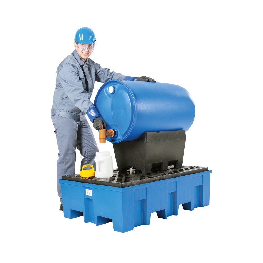 Productafbeelding nr. 3: Lekbak asecos® van PE, 2x 200 l, HxBxD 350 x 865 x 1245 mm, rooster van PE