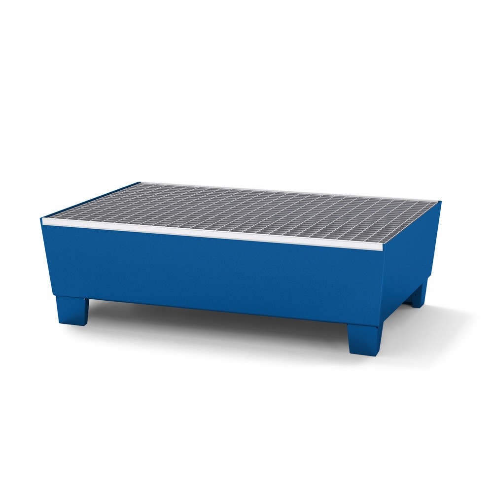 Product afbeelding: Lekbak asecos® van staal, vorkinsteek, 2 x 200 liter, h x b x d 350 x 815 x 1.240 mm, gentiaanblauw