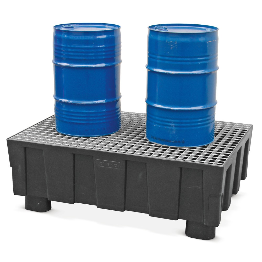 Product afbeelding: Lekbak CEMO Euro-PE 250/2, 4 voetjes, inhoud 250 liter, zonder rooster