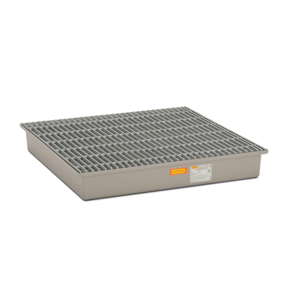 Product afbeelding: Lekbak CEMO van GVK, h x b x d 200 x 1.280 x 1.280 mm, rooster van GVK