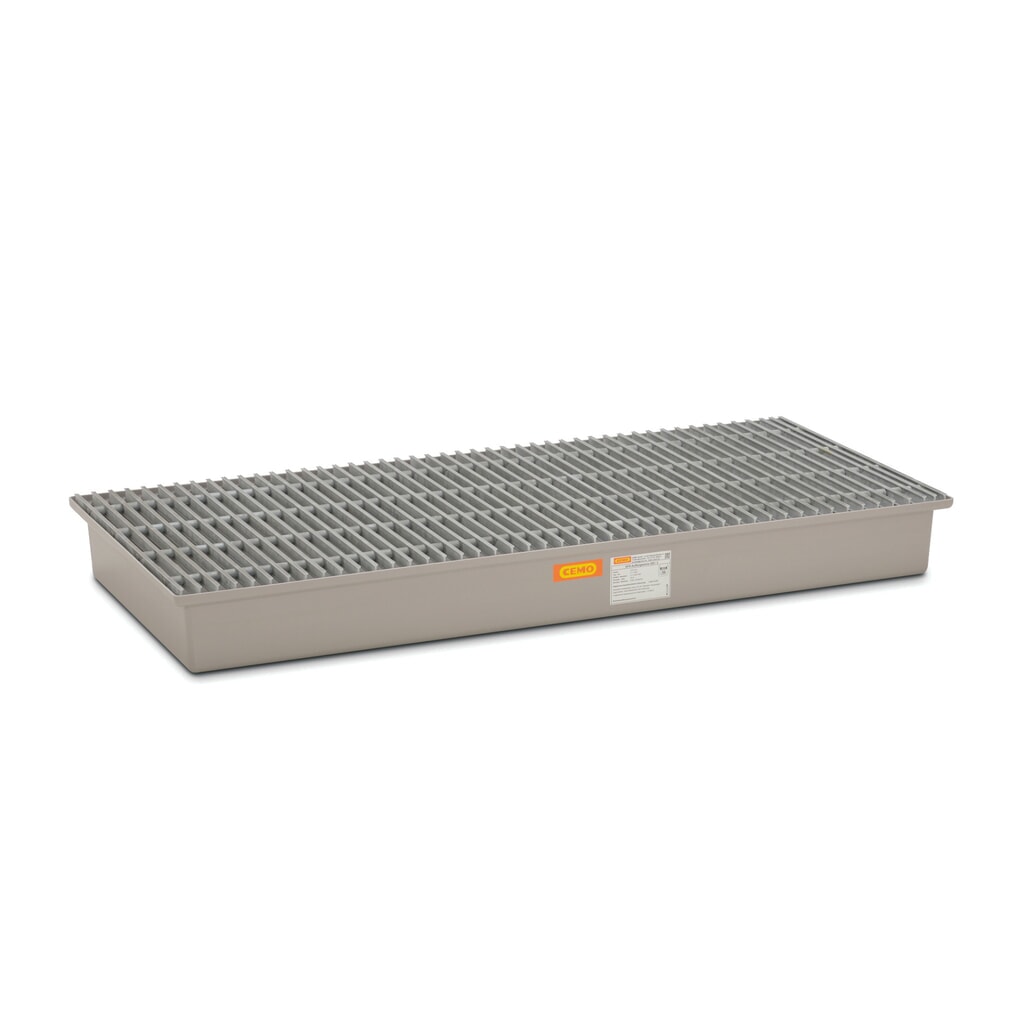 Lekbak CEMO van GVK, h x b x d 200 x 850 x 1.880 mm, rooster van GVK Product afbeelding: Lekbak CEMO van GVK, h x b x d 200 x 850 x 1.880 mm, rooster van GVK