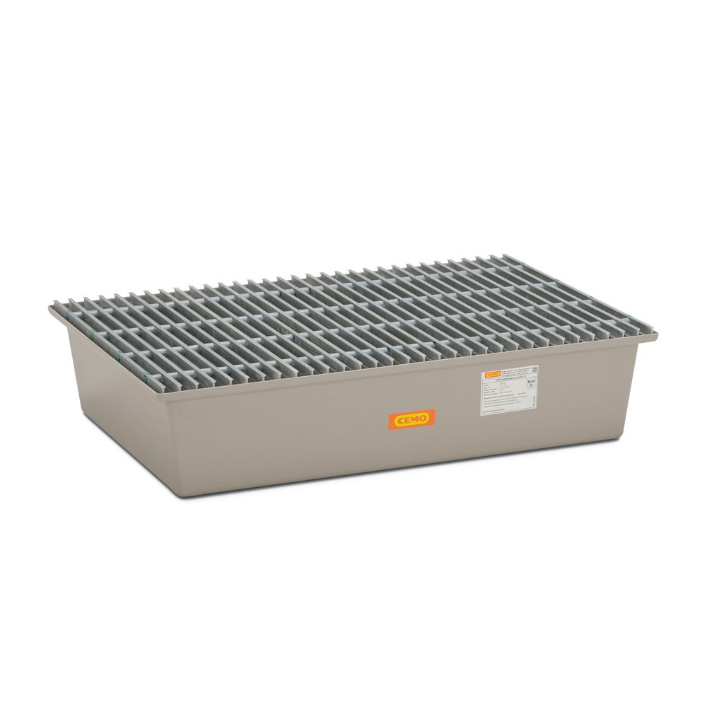 Product afbeelding: Lekbak CEMO van GVK, h x b x d 290 x 850 x 1.280 mm, rooster van GVK