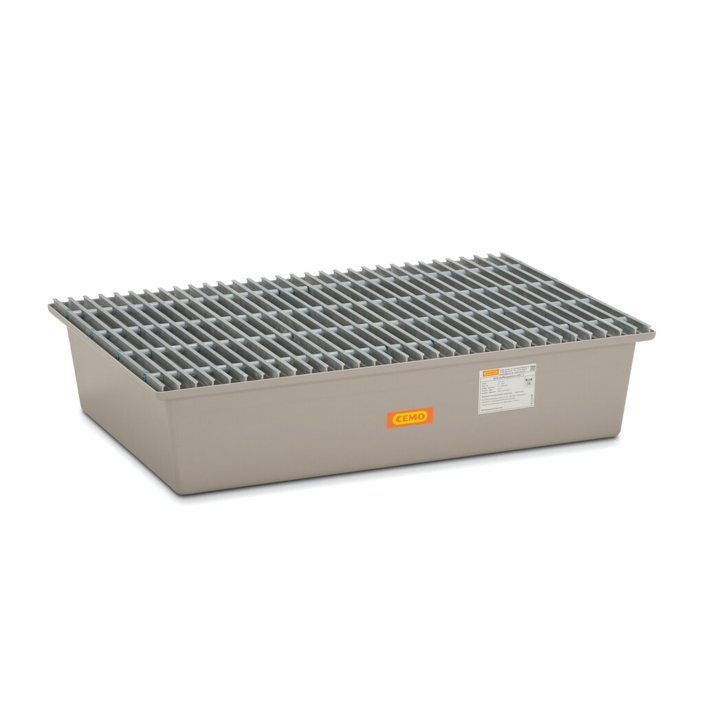 Product afbeelding: Lekbak CEMO van GVK, h x b x d 290 x 850 x 1.280 mm, rooster van GVK
