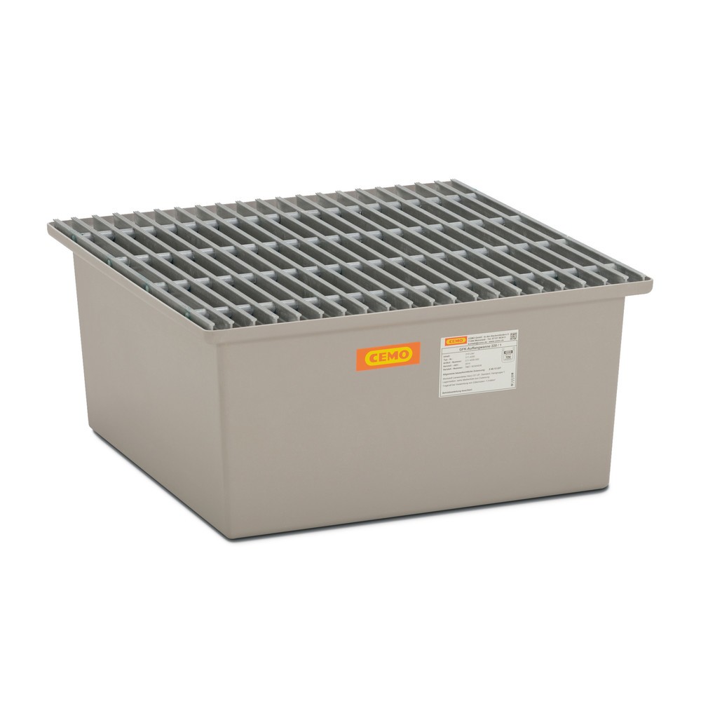 Product afbeelding: Lekbak CEMO van GVK, hxbxd 400 x 850 x 850 mm, rooster van GVK