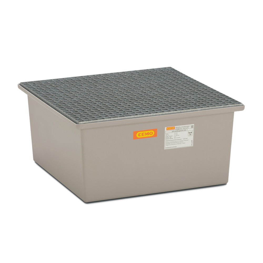 Product afbeelding: Lekbak CEMO van GVK, hxbxd 400 x 850 x 850 mm, stalen rooster