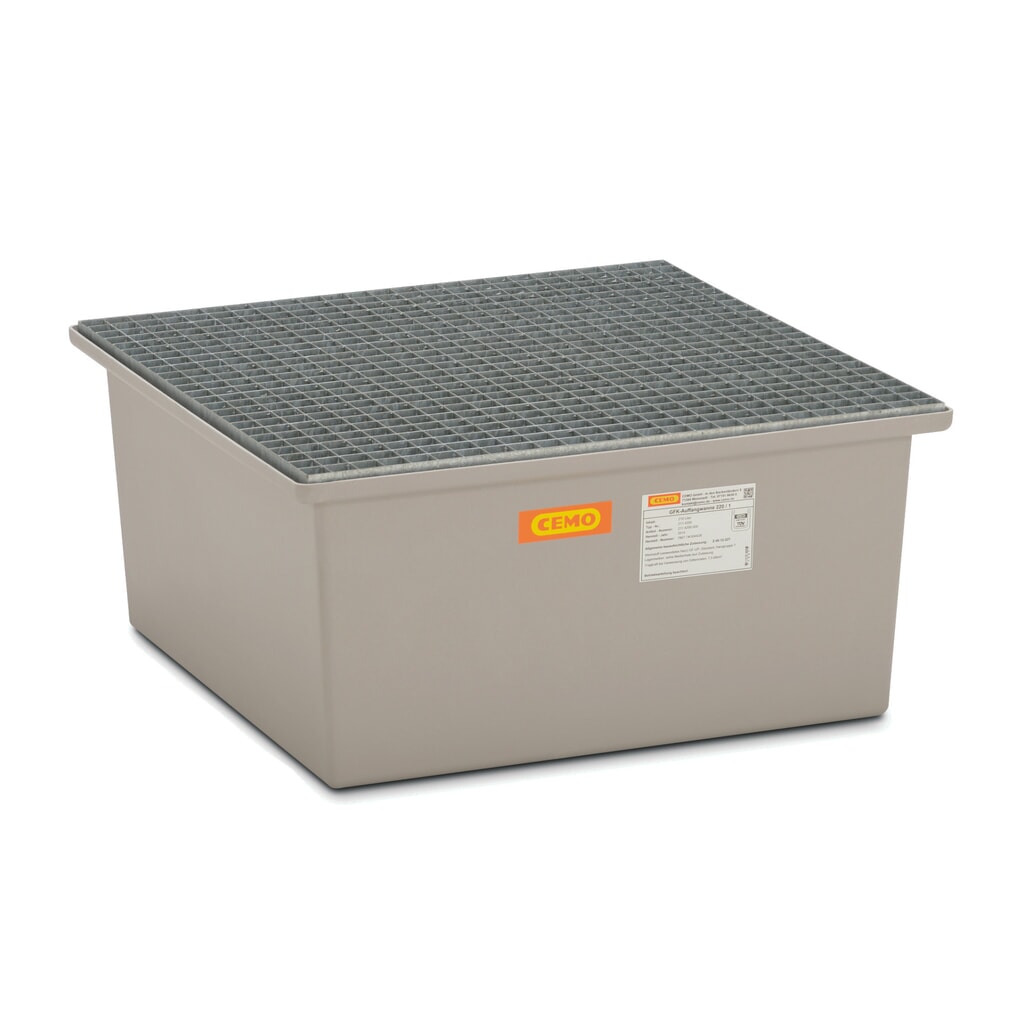 Lekbak CEMO van GVK, hxbxd 400 x 850 x 850 mm, stalen rooster Product afbeelding: Lekbak CEMO van GVK, hxbxd 400 x 850 x 850 mm, stalen rooster