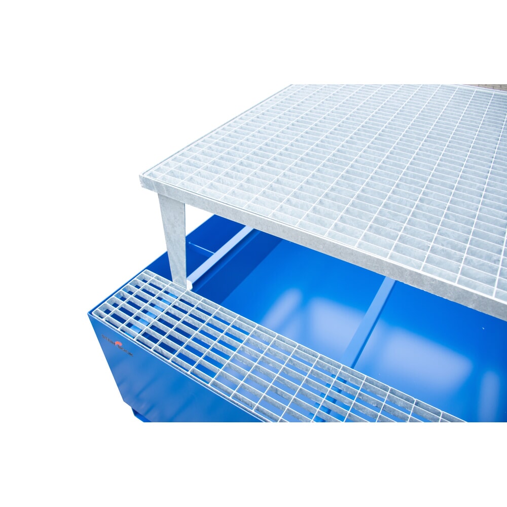 Productafbeelding nr. 3: Lekbak Steinbock® van staal voor 1 x KTC/IBC, incl. aftapaansluiting, blauw
