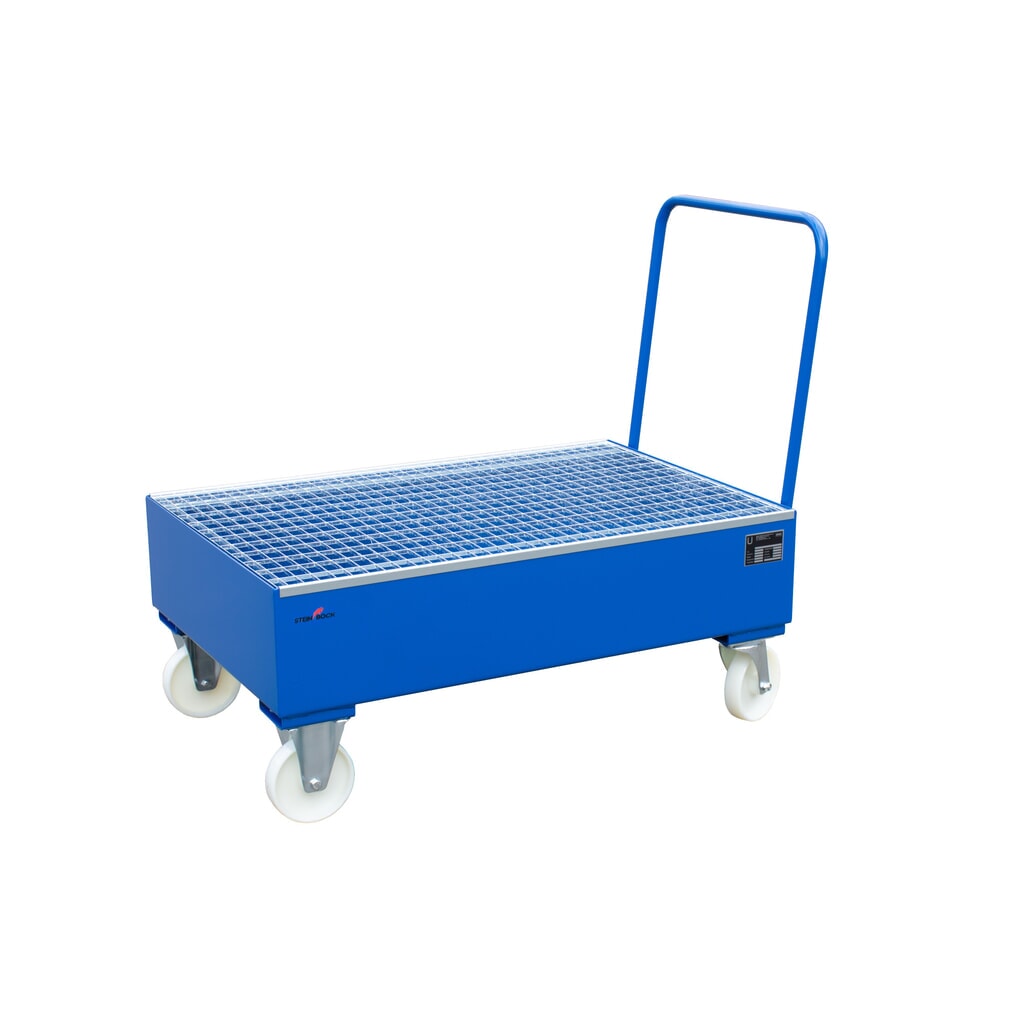 Steinbock® lekbak van staal voor 200-liter-vaten, verrijdbaar, blauw Product afbeelding: Steinbock® lekbak van staal voor 200-liter-vaten, verrijdbaar, blauw