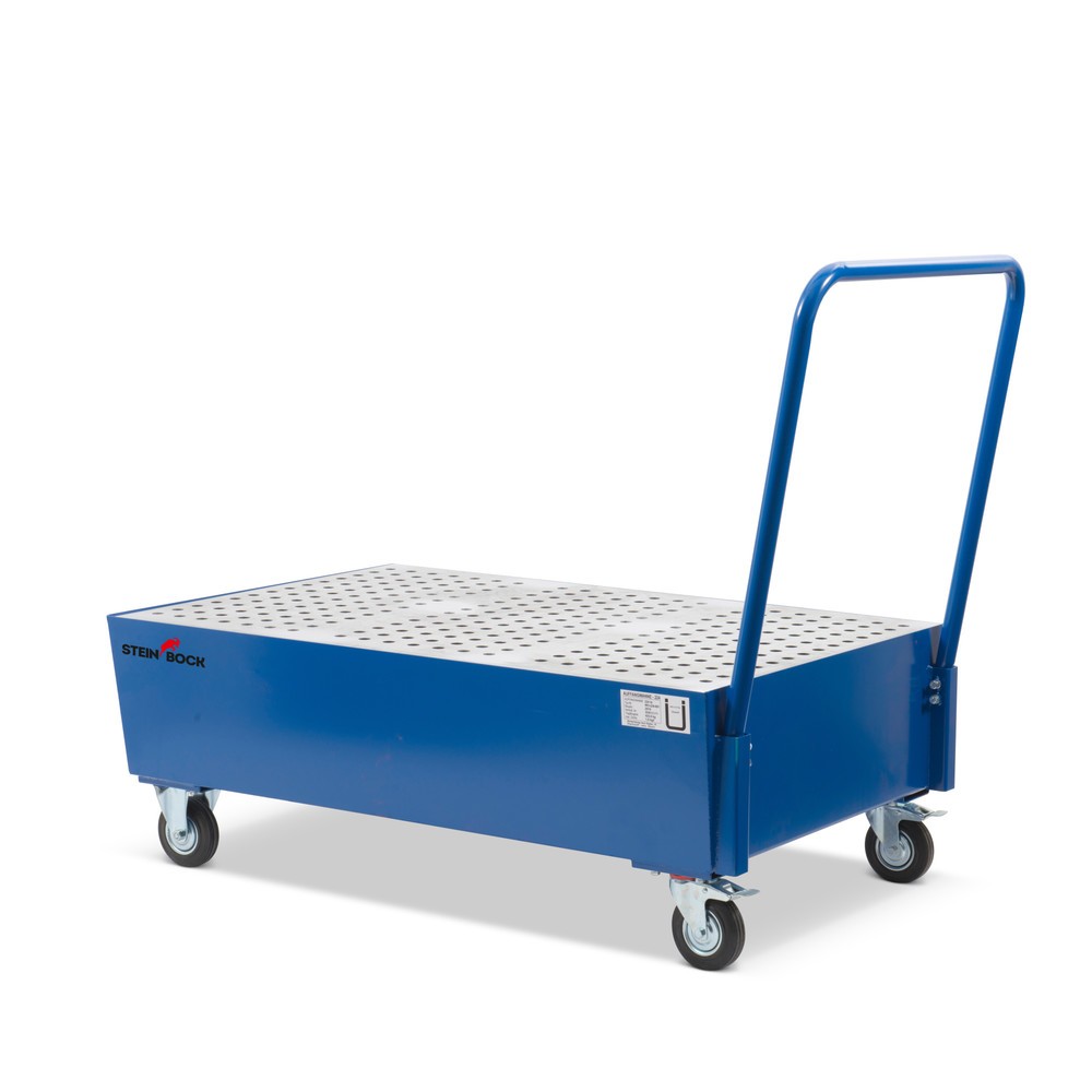 Product afbeelding: Lekbak Steinbock® voor vaten van 200 liter, verrijdbaar, blauw