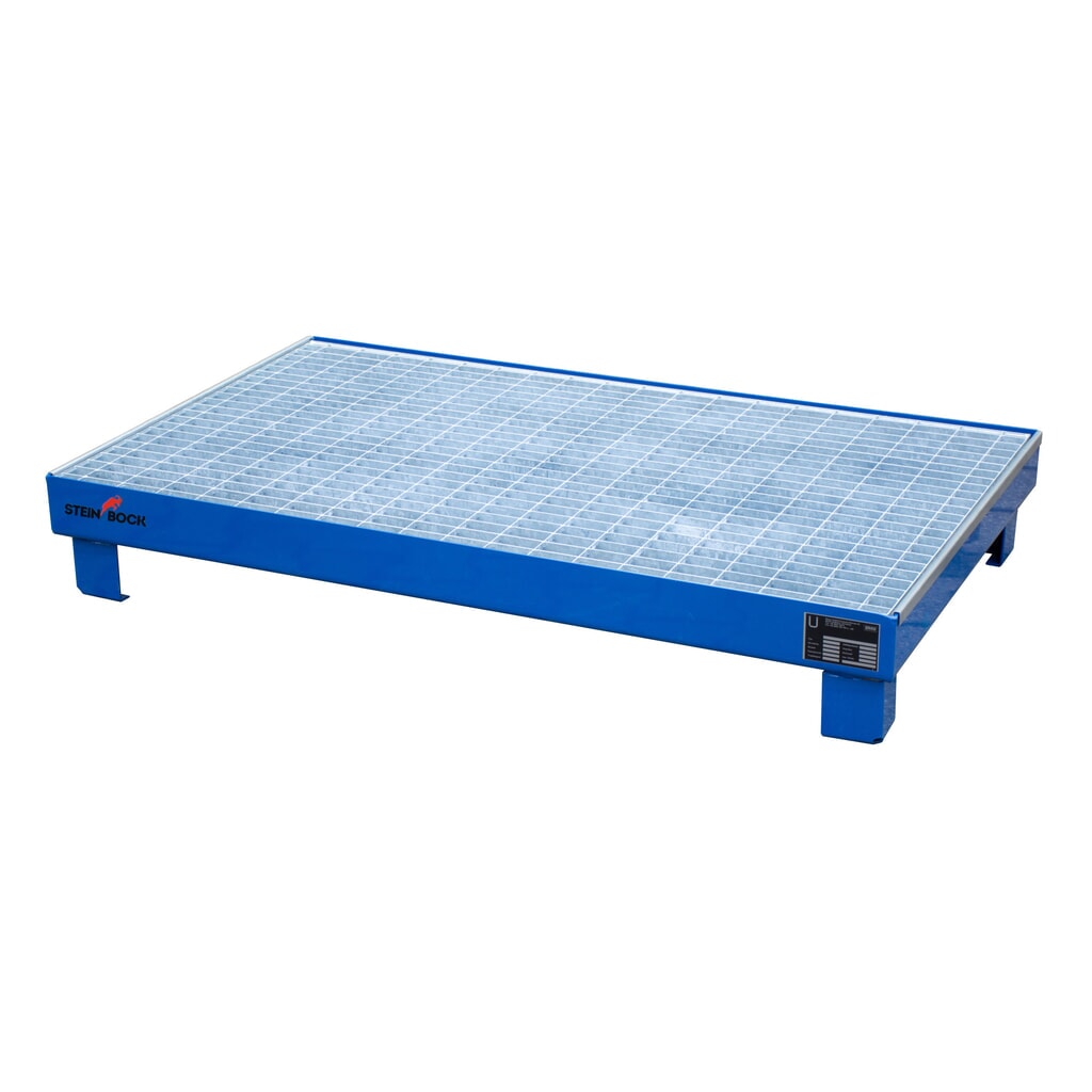 Product afbeelding: Steinbock® lekbak voor 6 vaten van 60 liter, inclusief rooster, blauw