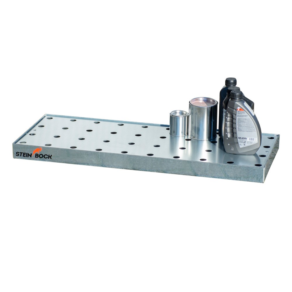 Productafbeelding nr. 2: Steinbock® lekbak voor kleine emballages, van staal, verzinkt, h x b x d 60 x 370 x 940 mm, inhoud 11 liter, incl. rooster van geperforeerde plaat