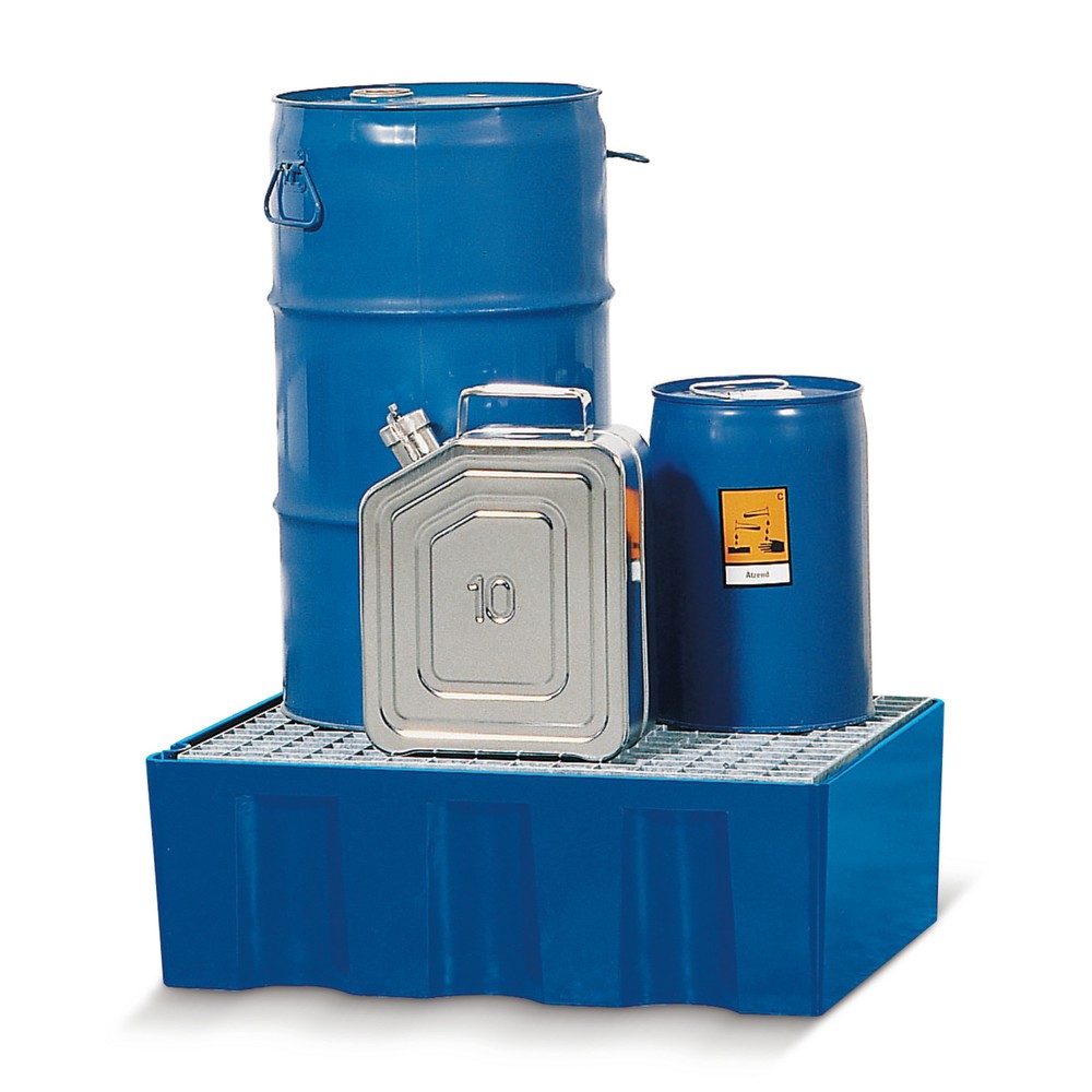 Product afbeelding: Lekbak voor vat van 60 liter, hxbxd 235 x 725 x 525 mm, stalen rooster