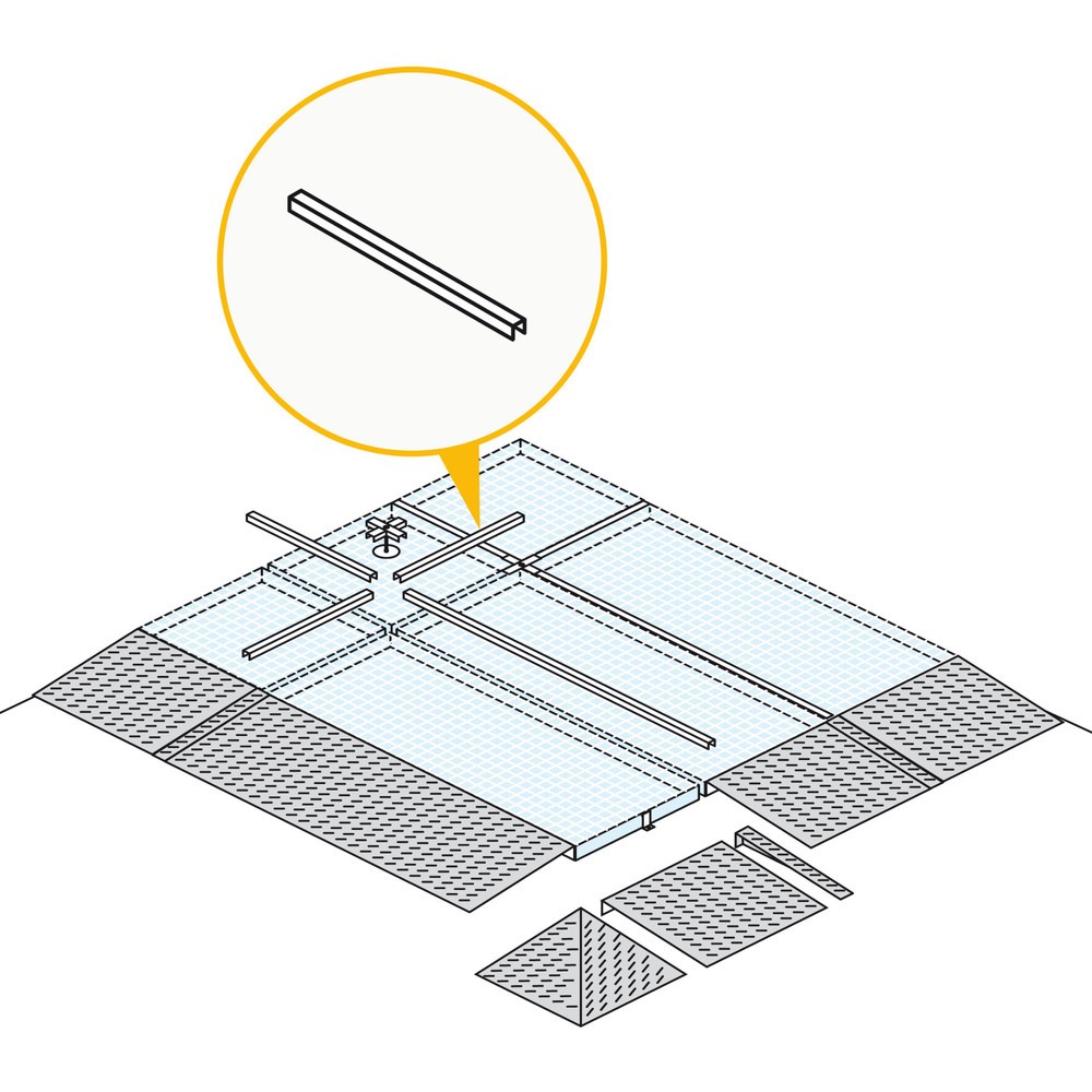Product afbeelding: Lekbakverbiding voor lage lekbak van staal, cap. 6.500 kg/m², lengte 470 mm
