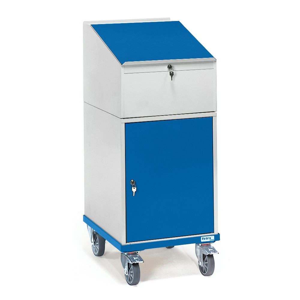 Product afbeelding: Lessenaar fetra®, verrijdbaar, met draaideurkast, bxd 550 x 650 mm