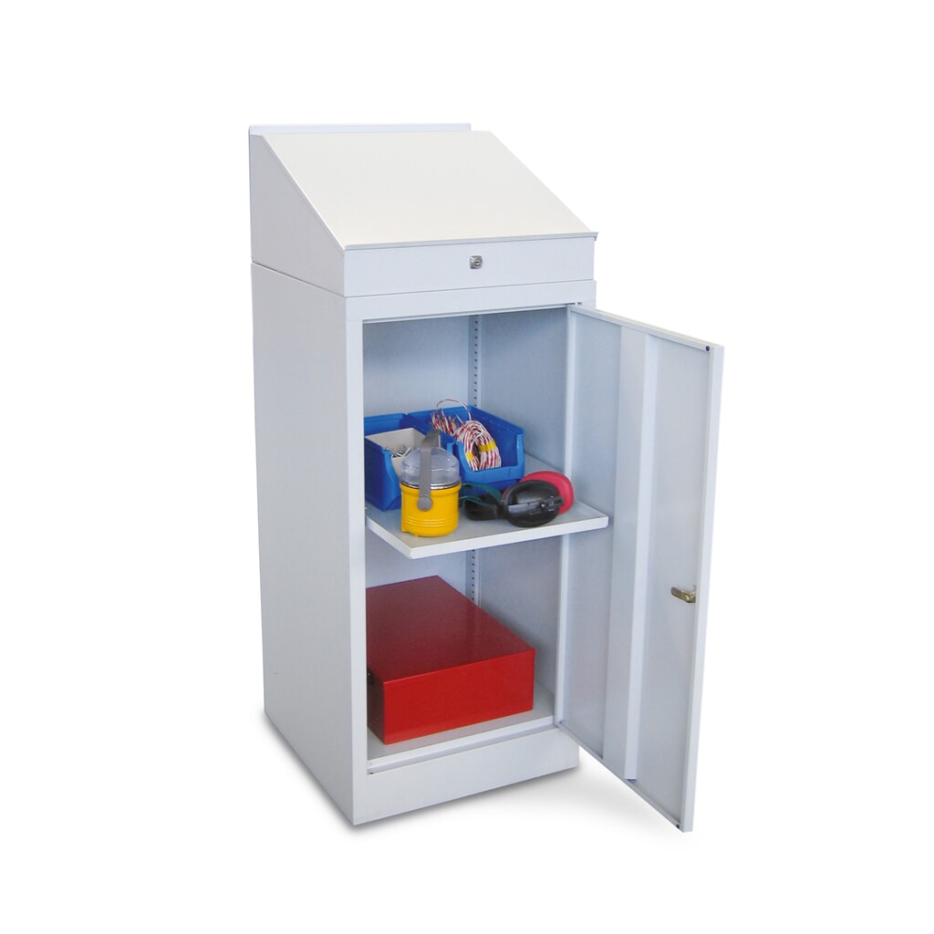 PAVOY lessenaar met kast, 1 uitschuifbare plank + 1 lade, gentiaanblauw, gentiaanblauw Productafbeelding nr. 1: PAVOY lessenaar met kast, 1 uitschuifbare plank + 1 lade, gentiaanblauw, gentiaanblauw