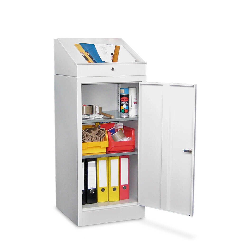 Product afbeelding: PAVOY lessenaar met kast, 2 planken, lichtgrijs, lichtgrijs