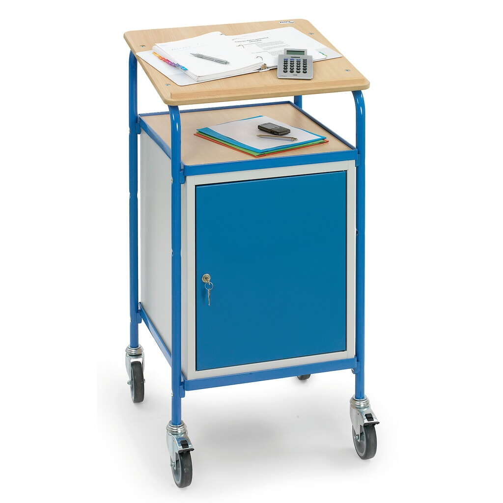 fetra® Rollende lessenaar Premium met kast, 1 vaste + 2 verstelbare legplanken Productafbeelding nr. 4: fetra® Rollende lessenaar Premium met kast, 1 vaste + 2 verstelbare legplanken