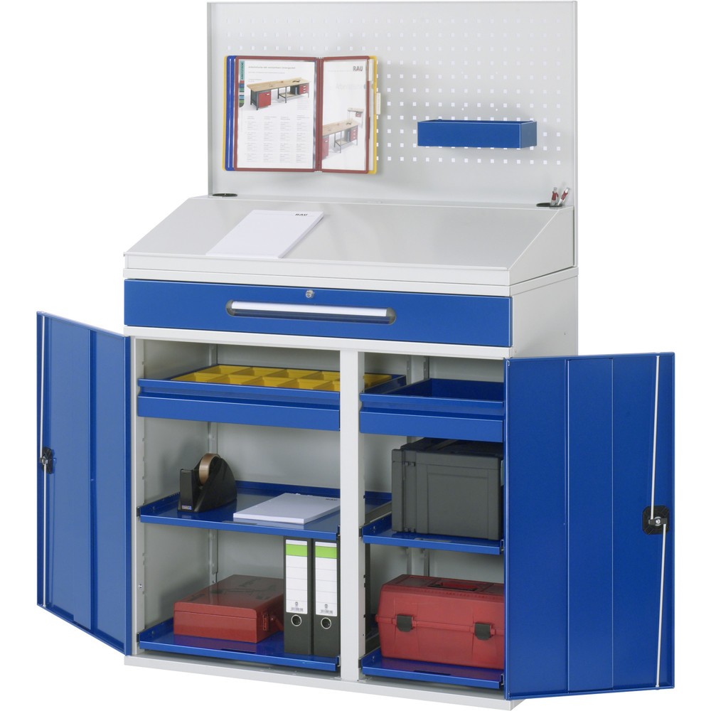 Productafbeelding nr. 3: Lessenaar RAU, hxbxd 1.110-1.770 x 1.100 x 520 mm, lades 2 x 80, 1 x 120 mm