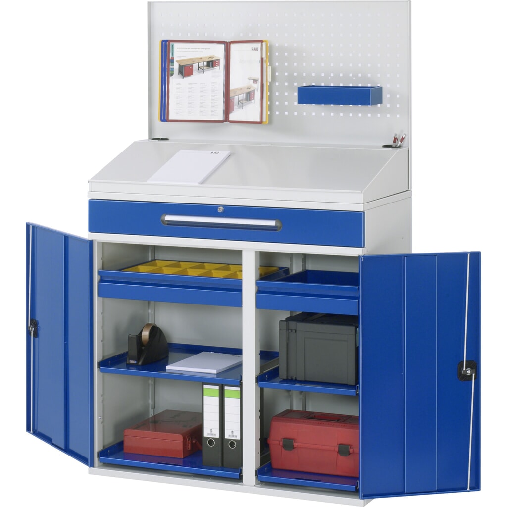 Productafbeelding nr. 3: RAU lessenaar met kast, HxBxD 1.110-1.770 x 1.100 x 520 mm, lades 2 x 80, 1 x 120 mm