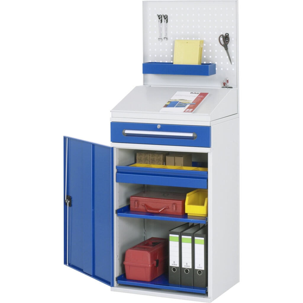 Productafbeelding nr. 3: RAU lessenaar met kast, HxBxD 1.110-1.770 x 650 x 520 mm, lades 1 x 80, 1 x 120 mm