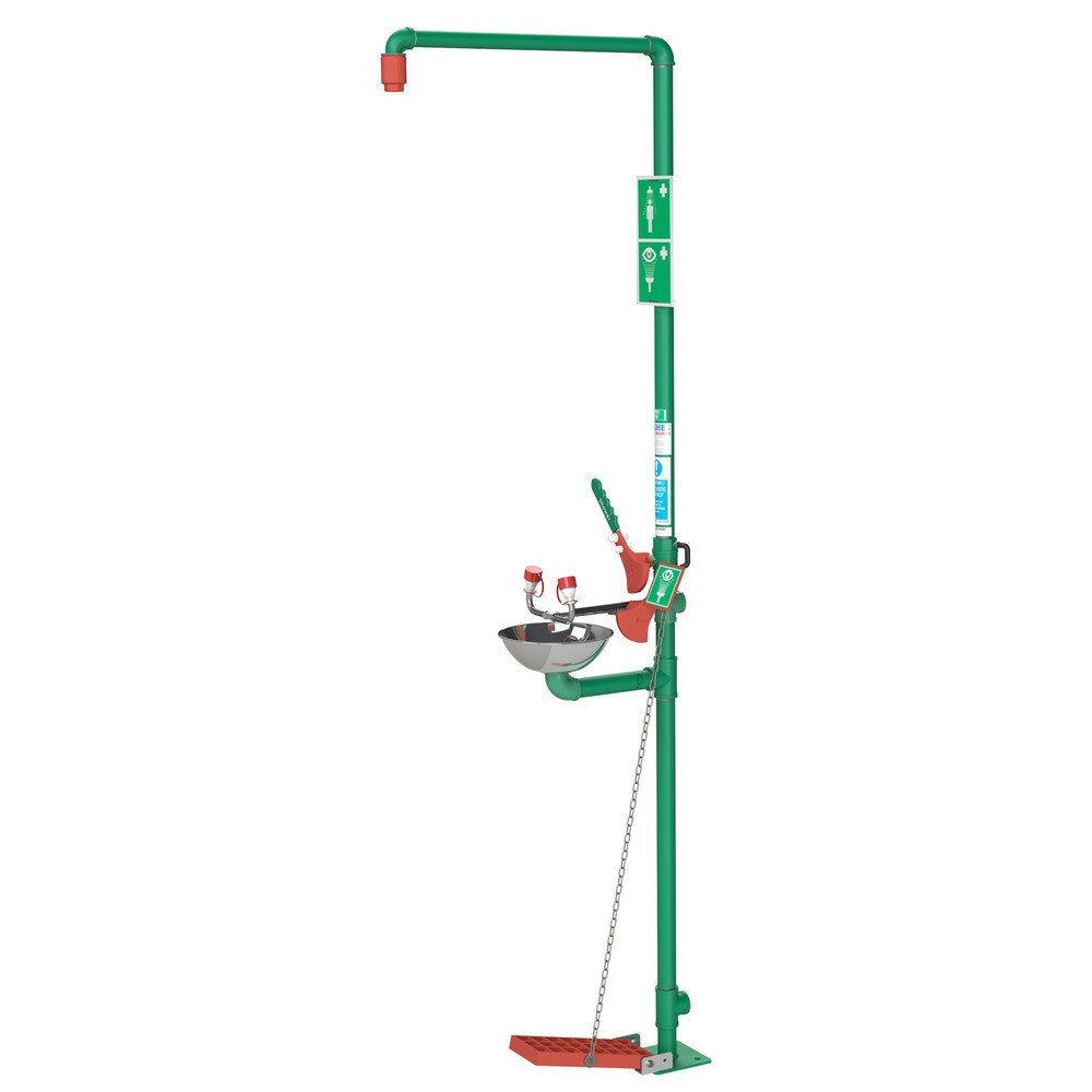 Product afbeelding: Lichaams- en oogdouche Justrite® SD18G85GD Hughes, zelfledigend, staand model, voor buitengebruik, verzinkt staal