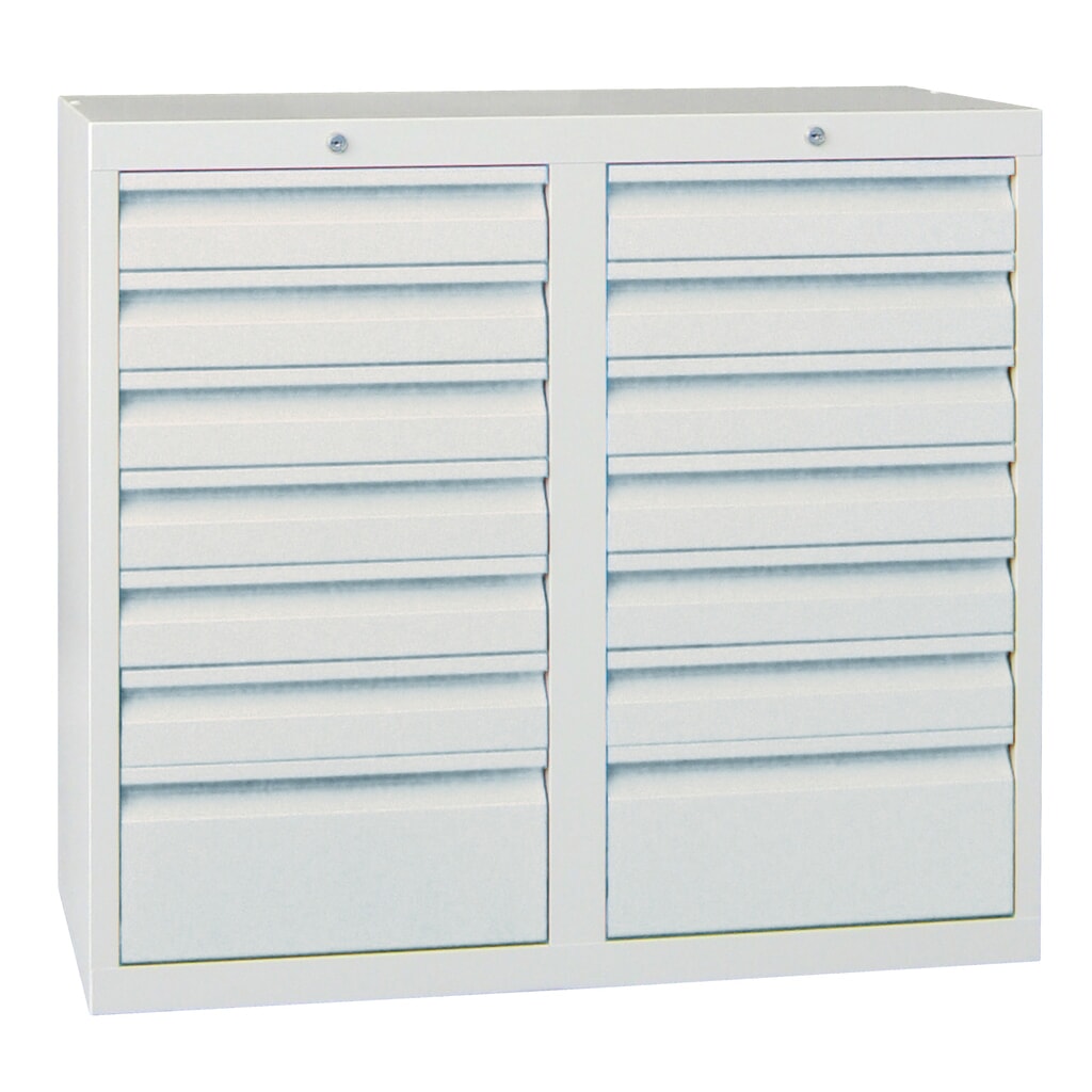 Productafbeelding nr. 3: Lichte ladekast PAVOY, glijgeleiding, laden 12x100 + 2x200 mm, breedte 1.000 mm, robijnrood, lichtgrijs