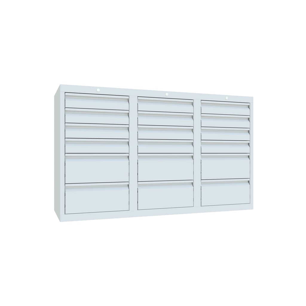 Lichte ladekast PAVOY, glijgeleiding, laden 12x100 + 6x200 mm, breedte 1.500 mm, lichtgrijs, lichtgrijs Productafbeelding nr. 3: Lichte ladekast PAVOY, glijgeleiding, laden 12x100 + 6x200 mm, breedte 1.500 mm, lichtgrijs, lichtgrijs