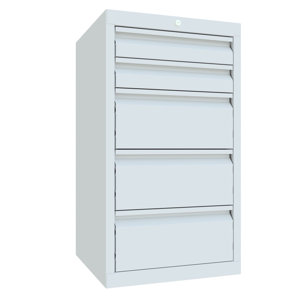 Product afbeelding: Lichte ladekast PAVOY, glijgeleiding, laden 2x100 + 3x200 mm, breedte 500 mm, lichtgrijs, lichtgrijs